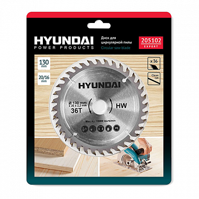 Диск пильный по дереву Hyundai D130mm, 36T, D20/16mm недорого в Екатеринбурге