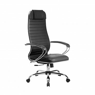 Кресло офисное МЕТТА комплект 6 черная кожа NewLeather, хром до 120 кг.