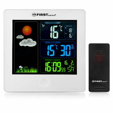 Метеостанция First White, цветной LED дисплей, беспроводной датчик купить